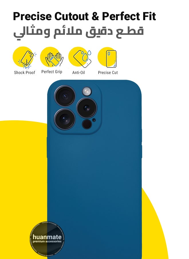 huanmate Apple iPhone 15 Pro Max Silicone Cover Dark Blue - Premium 2.0mm TPU Silicon, Enhanced Camera Protection with Lens Shield, Shockproof & Water-Proof Cover for Apple iPhone 15 Pro Max - Image 2