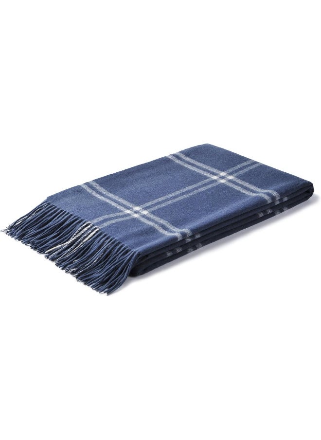 CUDDLE DREAMS - CUDDLE DREAMS Premium Cashmere Throw Blanket with Fringe, Luxuriously Soft (Plaid Blue) - Image 1