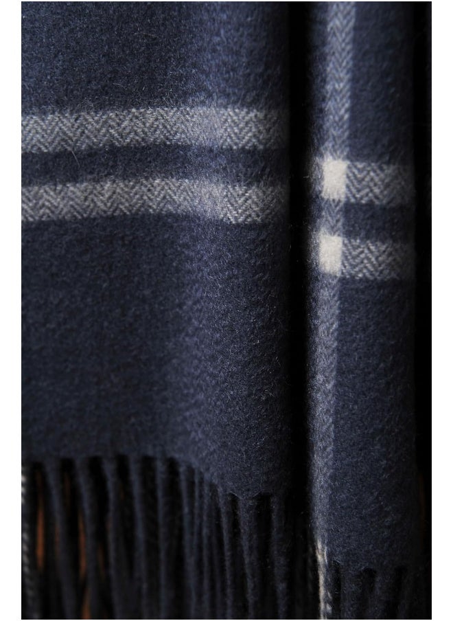 CUDDLE DREAMS - CUDDLE DREAMS Premium Cashmere Throw Blanket with Fringe, Luxuriously Soft (Plaid Blue) - Image 1