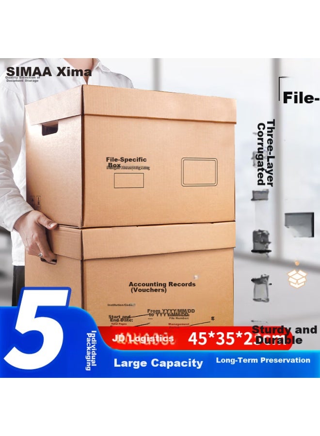 Simaa 5-pack صناديق تخزين الملفات، ثلاثي الطبقات مضلع مُكثف 45*35*25، منظم وثائق المحاسبة صندوق تخزين للكتب، 3j799-p1a - Image 1