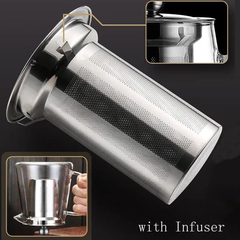 Jinelza Glass Round Kettle Teapot with Removable Infuser Lid Handle Glass Tea Kettle Stovetop Safe Great for Loose Leaf Tea Blooming Tea Tea Bags Fruit Infused Water 750ML 1 Pcs - Image 3