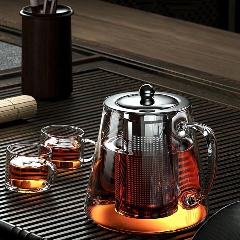 Jinelza Glass Round Kettle Teapot with Removable Infuser Lid Handle Glass Tea Kettle Stovetop Safe Great for Loose Leaf Tea Blooming Tea Tea Bags Fruit Infused Water 750ML 1 Pcs - Image 5