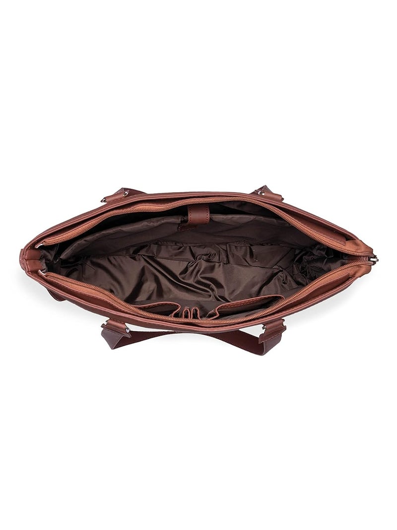 ZOUK حقيبة مكتب | حقائب أنيقة للاستخدام المكتبي | حقيبة لابتوب 15.6 بوصة | حقيبة توت أنيقة للاستخدام المكتبي | حقيبة للنساء | حقيبة يد من جلد نباتي | للاستخدام اليومي والسفر | - Image 4