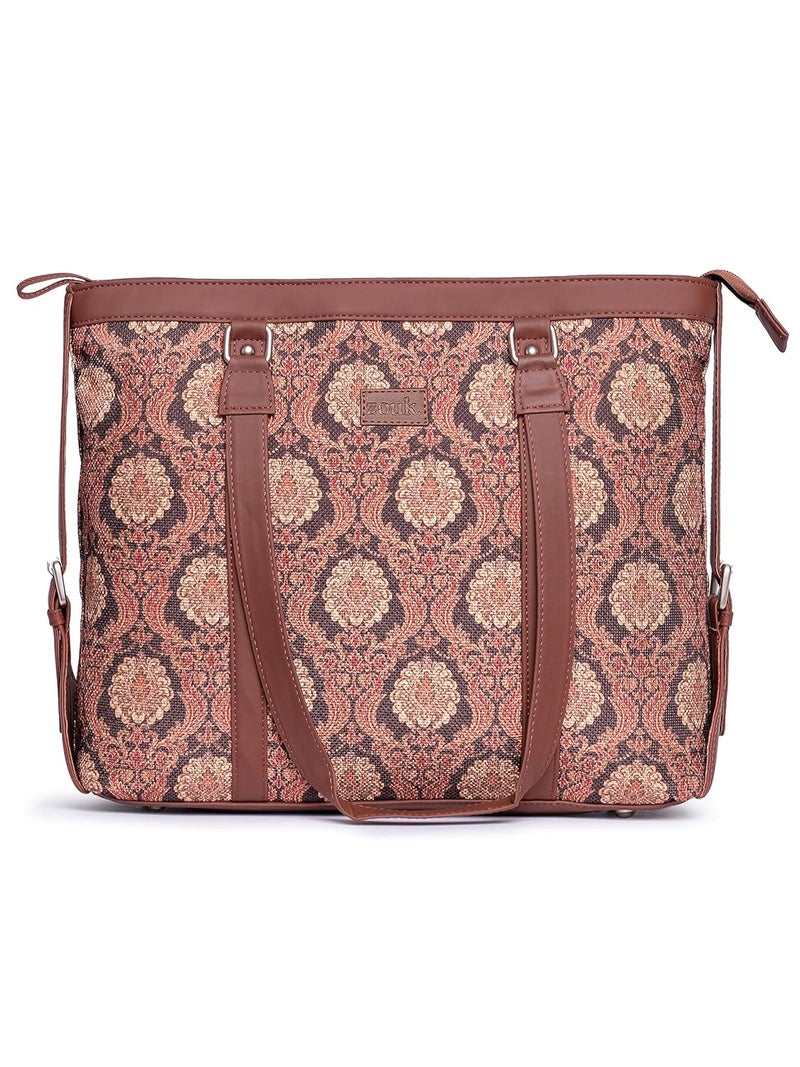 ZOUK حقيبة مكتب | حقائب أنيقة للاستخدام المكتبي | حقيبة لابتوب 15.6 بوصة | حقيبة توت أنيقة للاستخدام المكتبي | حقيبة للنساء | حقيبة يد من جلد نباتي | للاستخدام اليومي والسفر | - Image 1