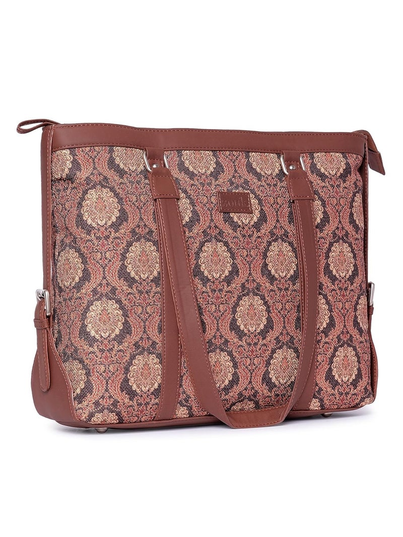 ZOUK حقيبة مكتب | حقائب أنيقة للاستخدام المكتبي | حقيبة لابتوب 15.6 بوصة | حقيبة توت أنيقة للاستخدام المكتبي | حقيبة للنساء | حقيبة يد من جلد نباتي | للاستخدام اليومي والسفر | - Image 2