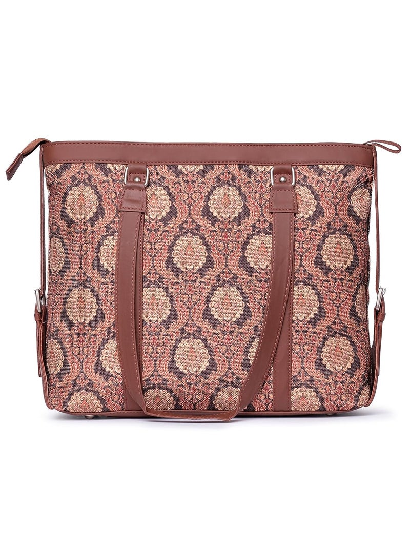 ZOUK حقيبة مكتب | حقائب أنيقة للاستخدام المكتبي | حقيبة لابتوب 15.6 بوصة | حقيبة توت أنيقة للاستخدام المكتبي | حقيبة للنساء | حقيبة يد من جلد نباتي | للاستخدام اليومي والسفر | - Image 3