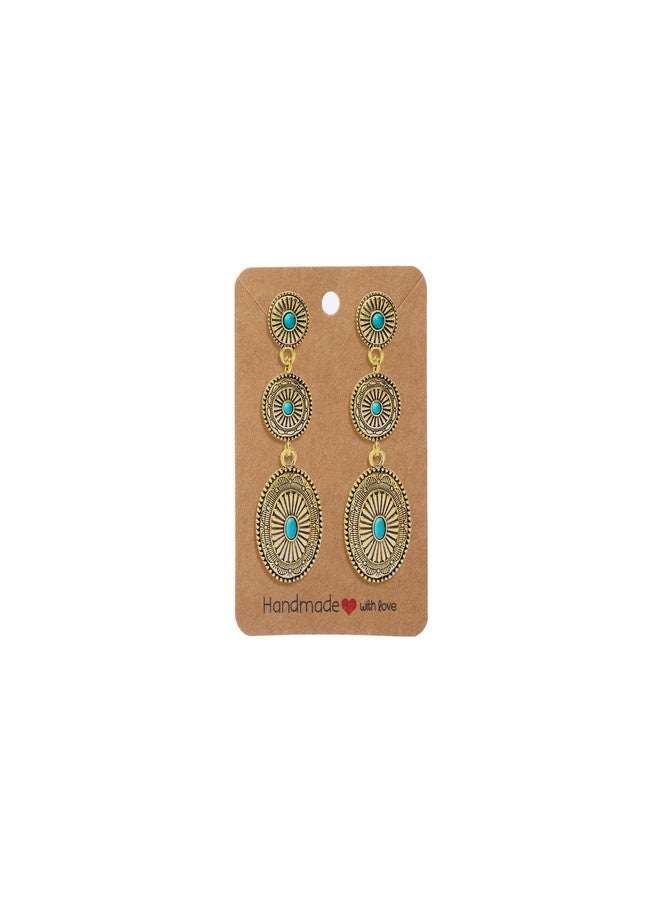 Novearring Western Earrings Jewelry for Women Vintage Concho Earrings Oval Turquoise Dangle Earrings Country Concert Outfits Concho Jewelry Gift, Zinc, Turquoise - Image 1