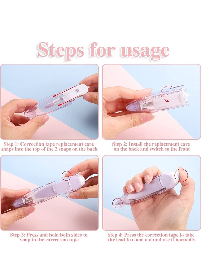 SYOSI 6 in 1 Refillable White Out Correction Tape Set, 4 Retractable White Out Tape Pens with 2 Replacement Whiteout Tape for School Office Supplies, 0.2 X 236 Inch - Image 5