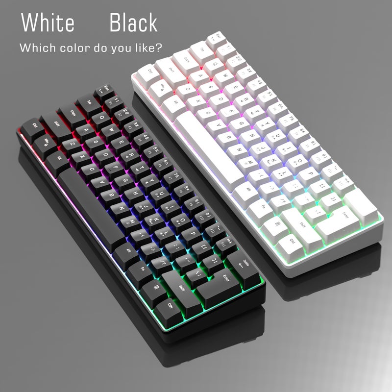 مفاتيح RGB للألعاب USB مضيئة K60 لوحة مفاتيح كمبيوتر بيضاء مصغرة بنسبة 60% مفاتيح قابلة للطي 61 مفتاح تصميم مضغوط بإضاءة خلفية للكمبيوتر المكتبي والكمبيوتر المحمول للمبرمجين واللاعبين هدية مثالية لعشاق التكنولوجيا - Image 4
