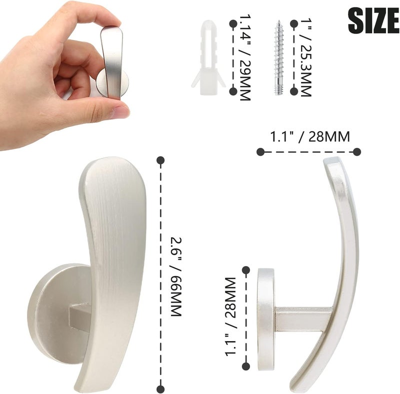 Rierdge 4 Pack Silver Curtain Tieback Hooks, Curtain Holdback Hooks for Wall Mounted, Decorative Hooks Drapery Tiebacks with Screws (4 Pack Silver) - Image 4