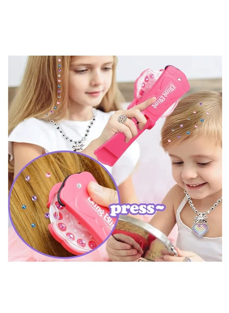 OASIS-TH 210 Hair Gems Hair Gem Stamper Decoration Deluxe Set With Hair Bedazzler Kit for Hair, Hats And Backpacks Decorate Etc, Shining Bling Diamond Hair Sparkle Stapler Machine Set Gems For Girls Kid  - Image 2