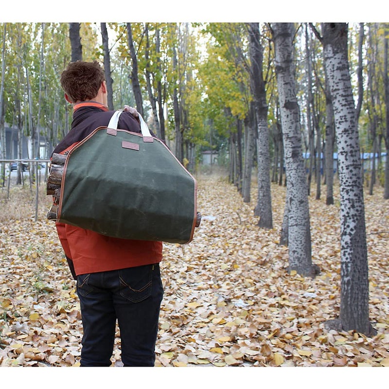 INNO STAGE Firewood Carrier - Waxed Canvas Wood Carrier for Firewood, Heavy Duty Log Carrier Bag As Wood Stove Accessories - Image 2