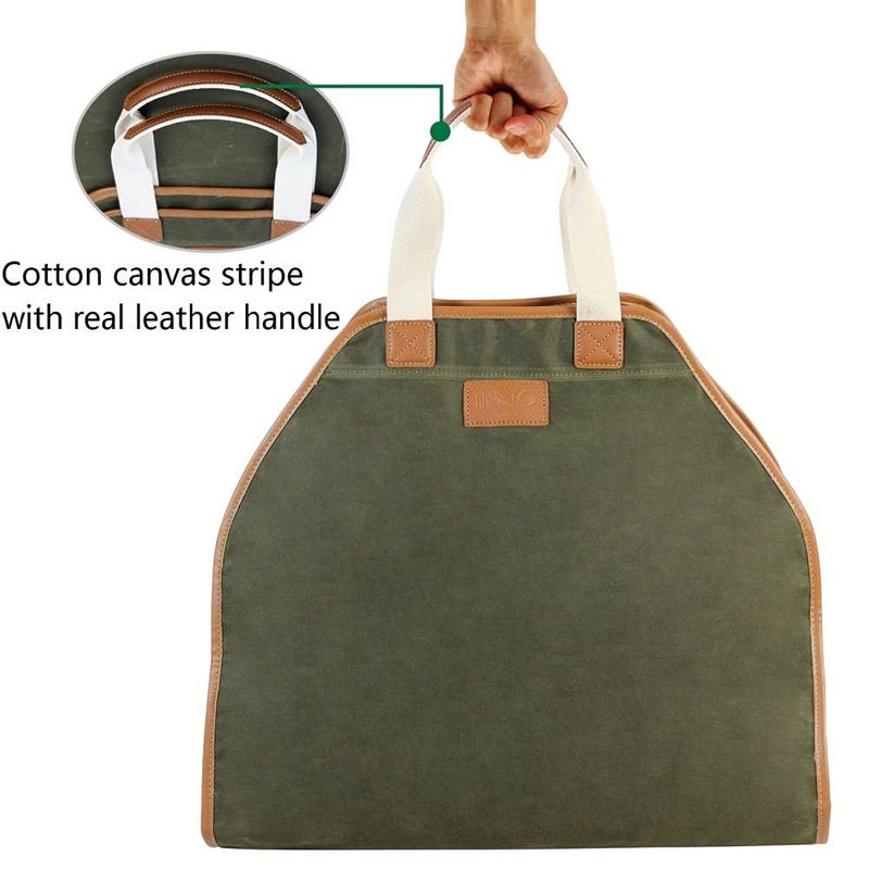 INNO STAGE Firewood Carrier - Waxed Canvas Wood Carrier for Firewood, Heavy Duty Log Carrier Bag As Wood Stove Accessories - Image 5