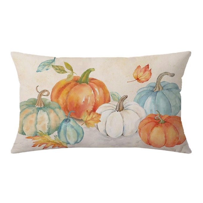 FALL THROW PILLOW COVER FALL PUMPKINS CUHION COVER AUTUMN FARM DECOR 20X12 INCH OUTDOOR PILLOW CUSHIONSOFA FALL PILLOW COVER