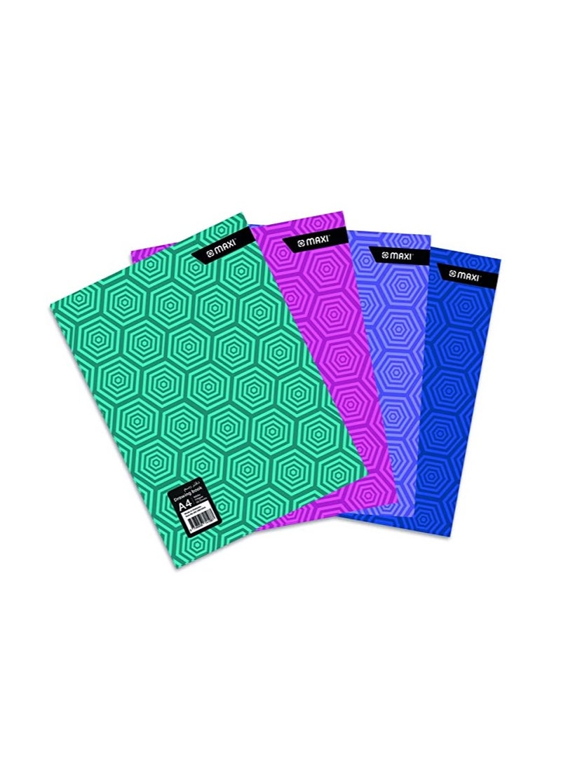 Maxi - MAXI DRAWING BOOK WHITE A4 110GSM 20 SHEETS, ASSORTED COLOURS, DBKWA4 - Image 1