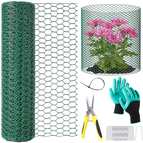 UJG 328ftx16In Plant Protectors from AnimalsPlant Cages for Outdoor PlantsWire Plant Protector CageWire Plant ProtectorChicken Wire Cloche with Ground Stakes Nylon Ties Protect Plants from Animals - Image 1