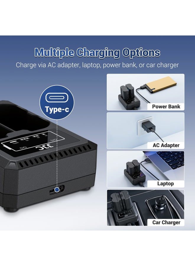 JJC DCH-NPFZ100 USB Dual Battery Charger for Sony NP-FZ100 A9 A7III A7RIII / A7M3 A7RM3 / A7 Mark III A7R Mk III Camera Battery Replaces Sony BC-QZ1 BCQZ1 Travel Charger - Image 5
