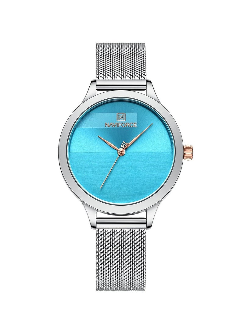 NAVIFORCE Elegant Women's Quartz Watch Stylish Round Dial with Minimalist Design Stainless Steel Mesh Strap Fashionable Timepiece for Everyday Wear and Special Occasions  - Image 1