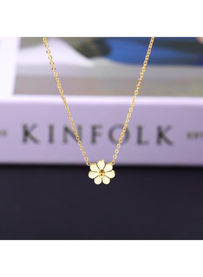 Little Daisy Necklace Female Rose Gold Elegant Cool Style Clavicle Chain Niche Design Sense Flower Pendant Necklace Chain 