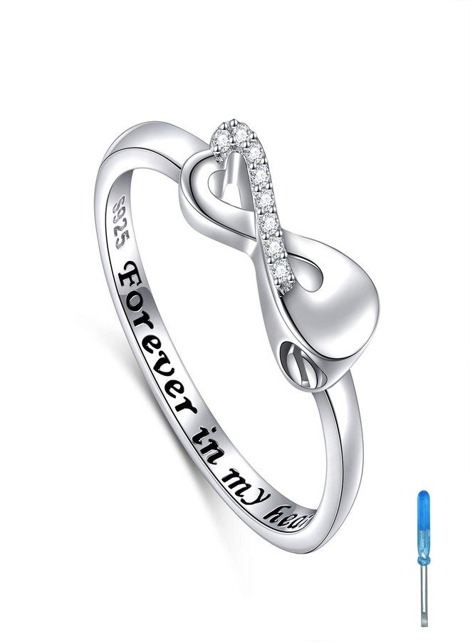 Ladytree Mini Sterling Silver Forever In My Heart Infinity Ring Hold Loved Ones Ashes Cremation Urn Ring for Women Size 7 - Image 1