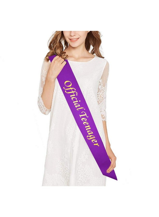 Mayin 13Th Birthday Purple Tiara And Sash Glitter Satin Sash And Crystal Rhinestone Tiara Crown For Happy 13Th Birthday Party Supplies Favors Decorations 13Th Birthday Party Accessories - Image 2