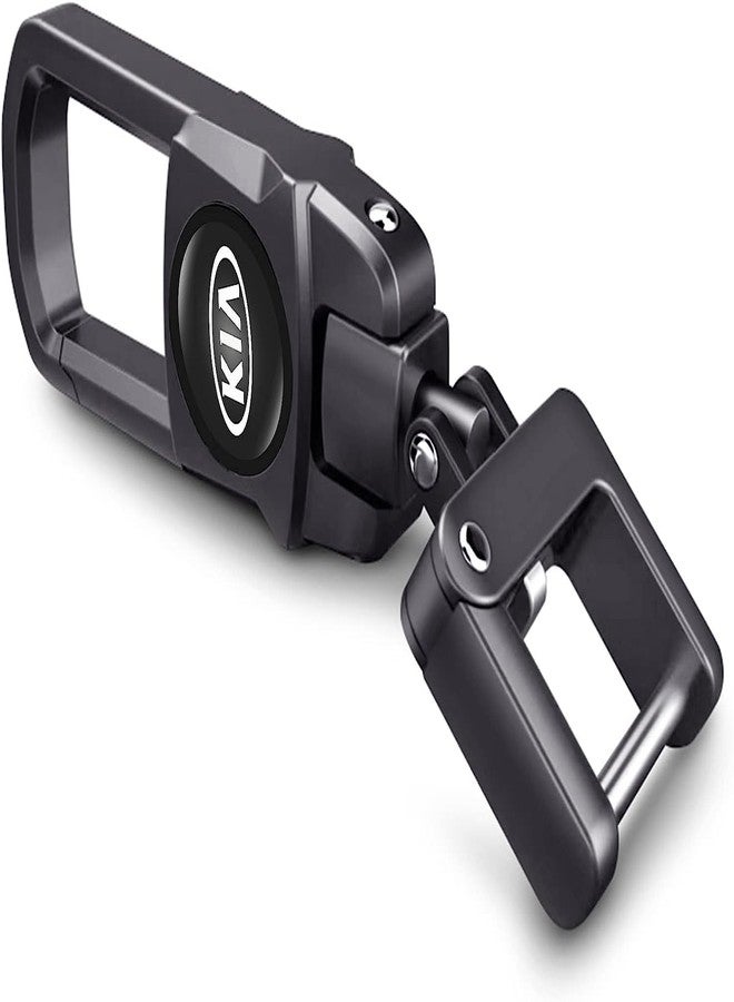 Contacts Heavy Duty Stainless Steel Key Chain Compatible With Kia Seltos | Sonet | Carens, Black - Image 1