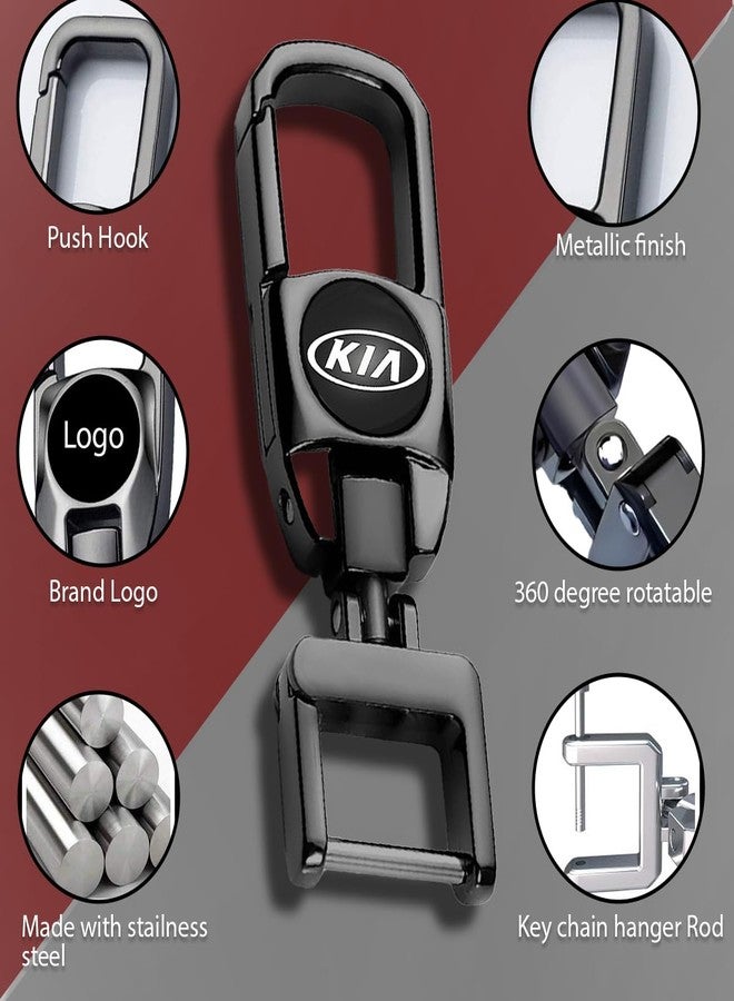 Contacts Heavy Duty Stainless Steel Key Chain Compatible With Kia Seltos | Sonet | Carens, Black - Image 3