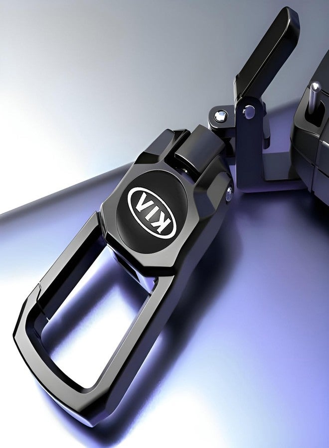 Contacts Heavy Duty Stainless Steel Key Chain Compatible With Kia Seltos | Sonet | Carens, Black - Image 2