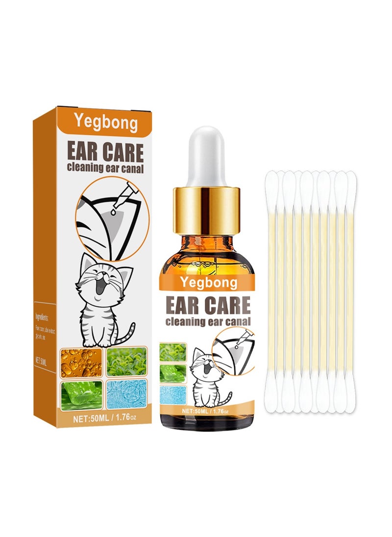 YEGBONG 50 ml Pet Ear Cleaning Liquid Swabs Cat & Dog Ear Cleaner Solution - Gentle & Effective Ear Care - for Daily Ear Cleaning  - Image 4