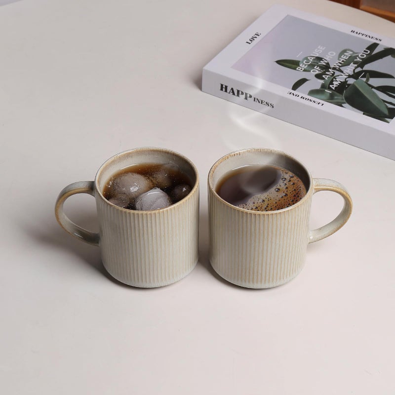 MONITO Coffee Mugs Set of 6, 16 oz Mugs Set, Ceramic Coffee Cups with Large Handles, Suitable for Lattes, Hot tea, Cappuccinos, Mochas and Cocoa,Bonbon Beige - Image 3