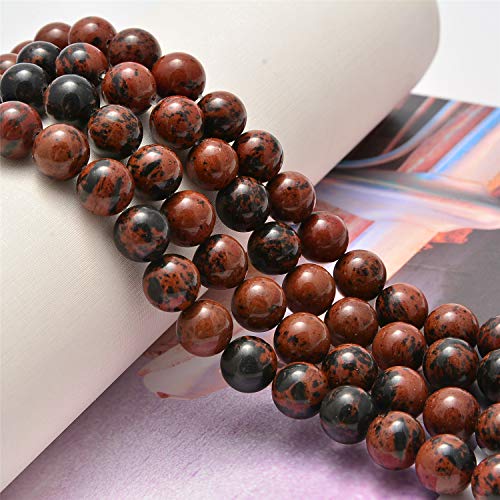NCB 100Pcs Natural Stone Beads - 8mm Round & Spacer Beads for Jewelry Making (Mahogany Obsidian, Energy Healing, Free Crystal Stretch Cord) - Image 3