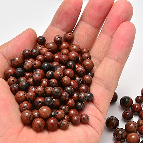 NCB 100Pcs Natural Stone Beads - 8mm Round & Spacer Beads for Jewelry Making (Mahogany Obsidian, Energy Healing, Free Crystal Stretch Cord) - Image 4