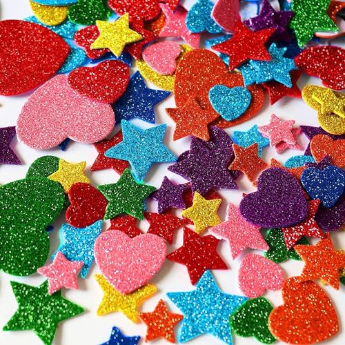 Eclet Glitter Foam Self Adhesive Smile Stickers for Art and Craft (Multicolour; Medium) - Image 1