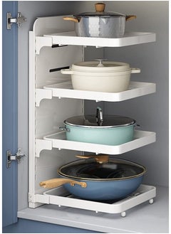 LIMOS Pot and Pan Organizer Rack for under Cabinet Adjustable Heavy Duty Metal 4 Tier  - Image 1