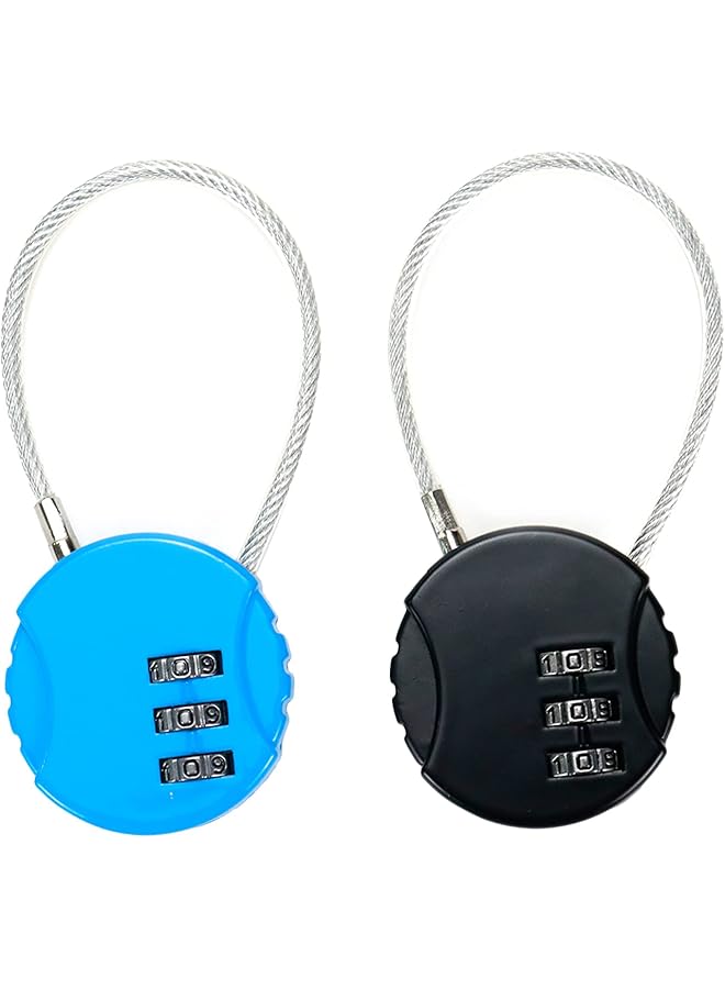 PROMASS Combination Lock,3 Digit Combination Padlock or School Gym Locker, Sports Locker, Fence, Gate, Case, Employee Hasp Locker,Luggage Locks,Blue and Black  - Image 1