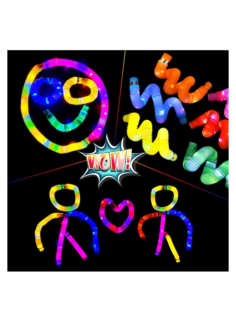 SYOSI 12 PACK LED Light Up Pop Fidget Tubes Party Favors Sensory Fidget Toys Large Glow Sticks Glow in The Dark Party Supplies Jawhock LED Light Up Pop Fidget Tubes Goodie Bag Stuffers for Kids - Image 3