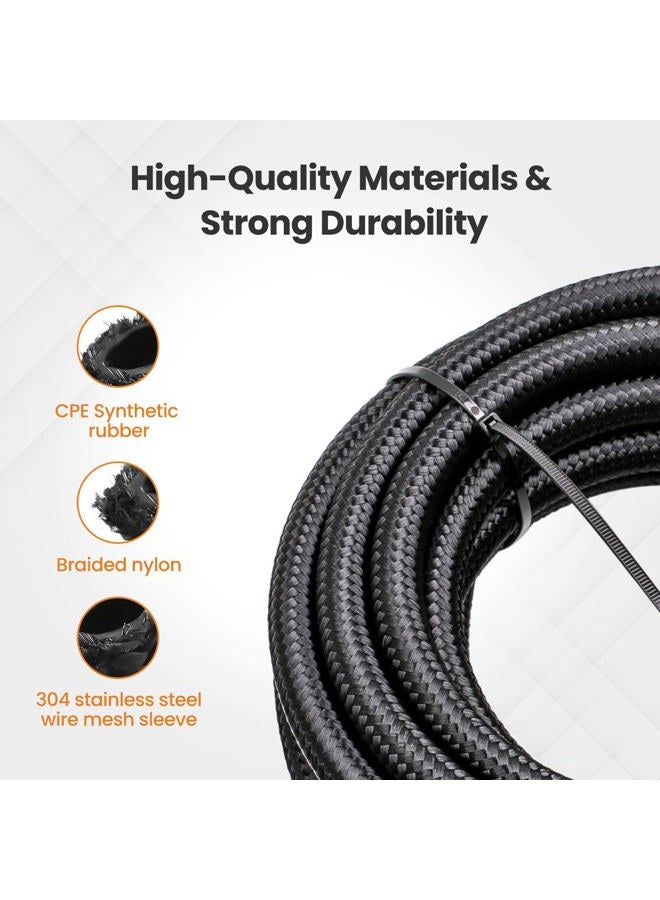 maXpeedingrods 6AN 20FT Fuel Line Kit, 3/8" Gas Oil Line Hose, AN6 Transmission Cooler Lines, CPE Nylon Stainless Steel Braided+ -6AN Push Lock Fitting Hose End 10PCS - Image 2