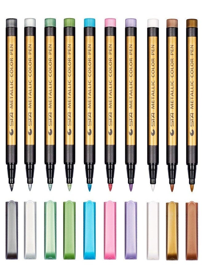CHUKCHI Metallic Markers Pens Medium Tip Paint Pens Metal Art Permanent Marker Set For Card Making, Painting Rocks, Scrapbooking, Black Paper, Glass, Wood, Ceramics, DIY Craft Kids,10 Colors - Image 1