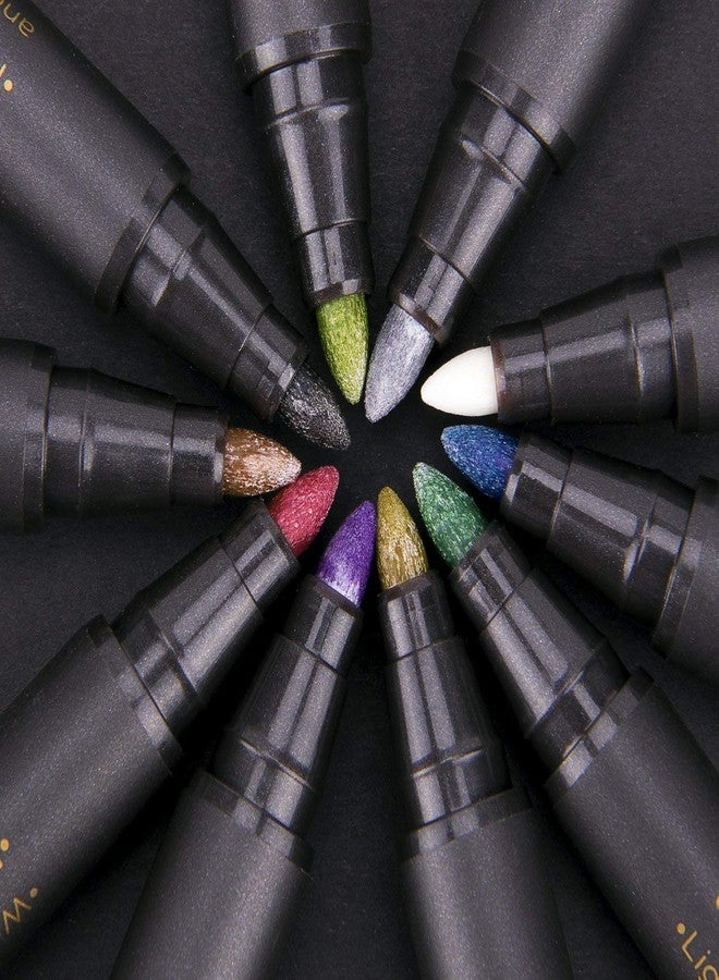 CHUKCHI Metallic Markers Pens Medium Tip Paint Pens Metal Art Permanent Marker Set For Card Making, Painting Rocks, Scrapbooking, Black Paper, Glass, Wood, Ceramics, DIY Craft Kids,10 Colors - Image 2