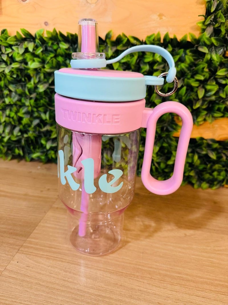 PAUL SONS PAUL SONS Twinkle Plastic Sipper with Plastic Handle Great for Making and Storing Smoothies Protein Shakes juices Pink Large Twinkle 650ML  - Image 1