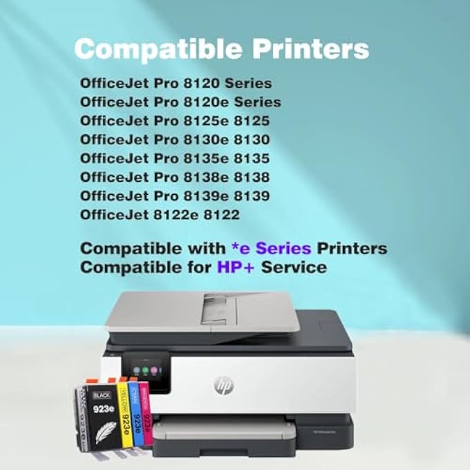 Hippo 923XL 923E INK CARTRIDGES FOR HP PRINTERS 8120E 8130E SERIES REPLACEMENT FOR HP 923E 923 923XL INK CARTRIDGES, COMPATIBLE FOR OFFICEJET PRO 8125E 8135E 8138E 8139E 8135 8139 8130 E |4 PACK - Image 2