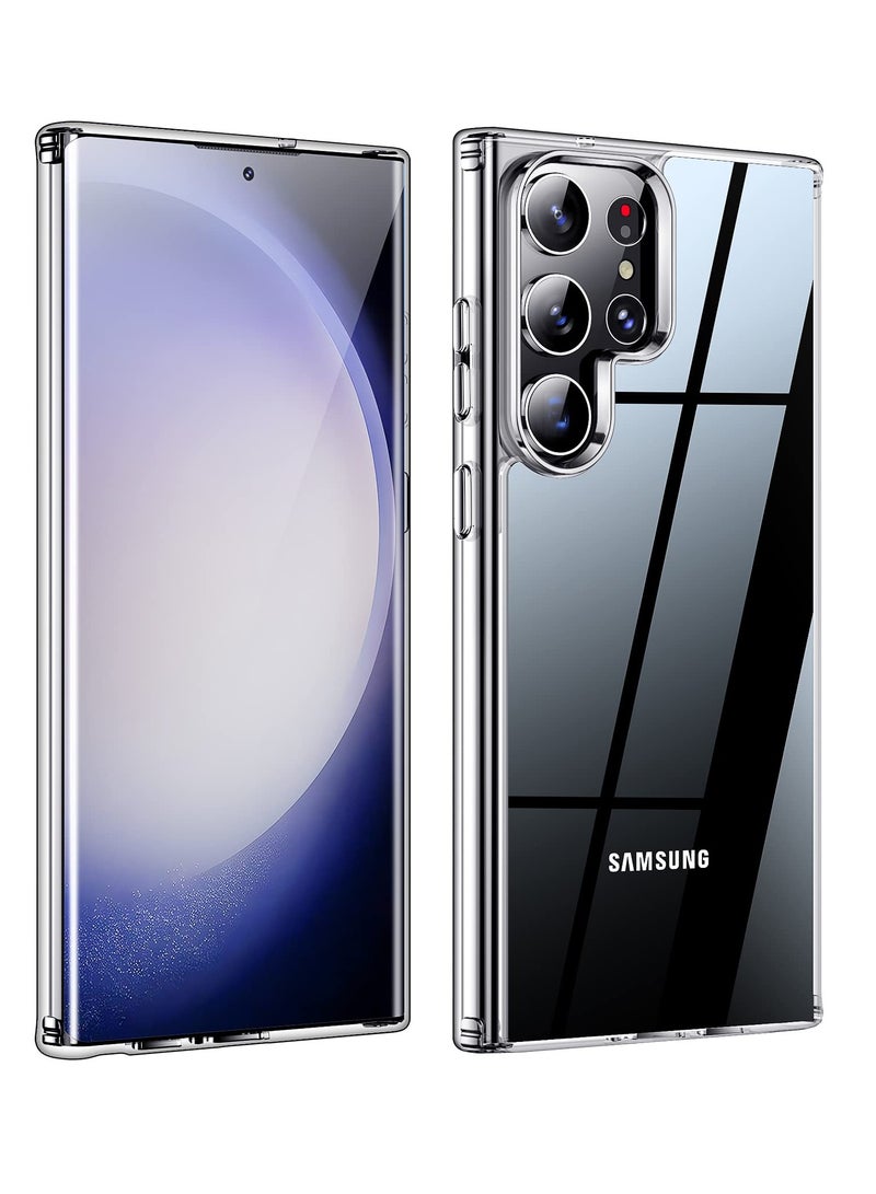جراب Samsung Galaxy S23 Ultra شفاف كريستالي مضاد للاصفرار ومقاوم للسقوط، غطاء واقٍ ناعم من مادة TPU بتصميم نحيف