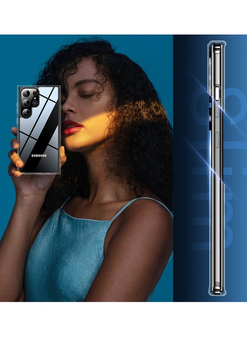 جراب Samsung Galaxy S23 Ultra شفاف كريستالي مضاد للاصفرار ومقاوم للسقوط، غطاء واقٍ ناعم من مادة TPU بتصميم نحيف
