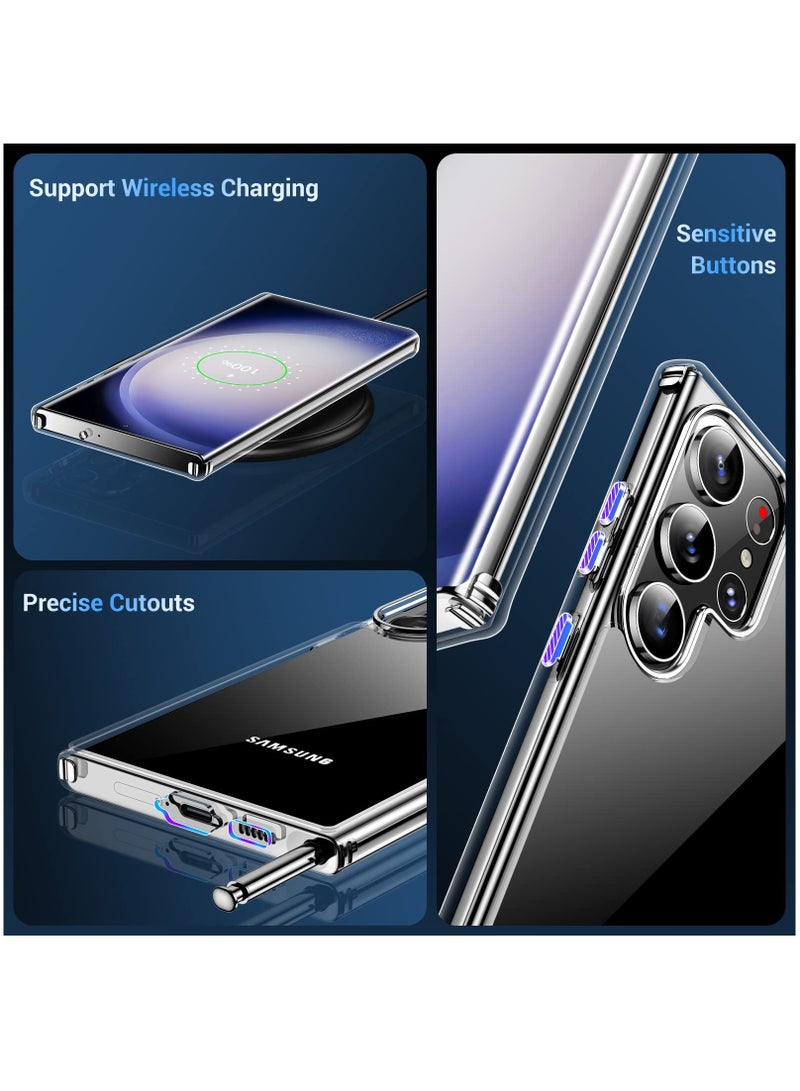 جراب Samsung Galaxy S23 Ultra شفاف كريستالي مضاد للاصفرار ومقاوم للسقوط، غطاء واقٍ ناعم من مادة TPU بتصميم نحيف