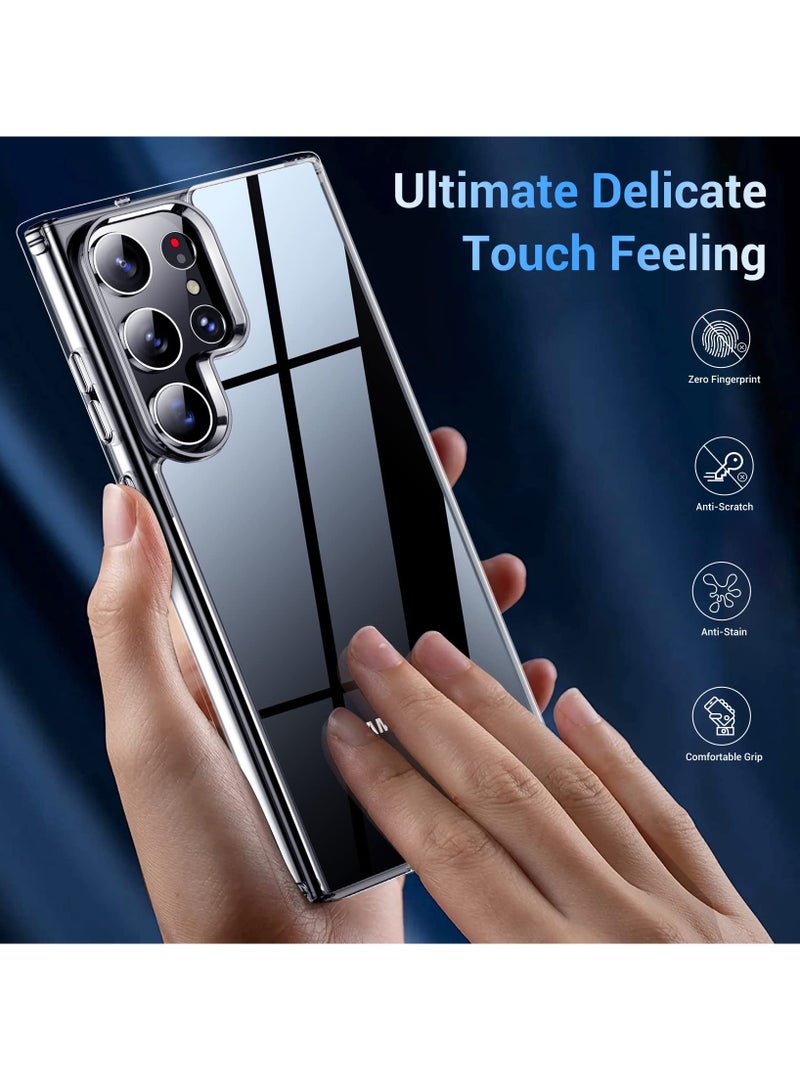 جراب Samsung Galaxy S23 Ultra شفاف كريستالي مضاد للاصفرار ومقاوم للسقوط، غطاء واقٍ ناعم من مادة TPU بتصميم نحيف