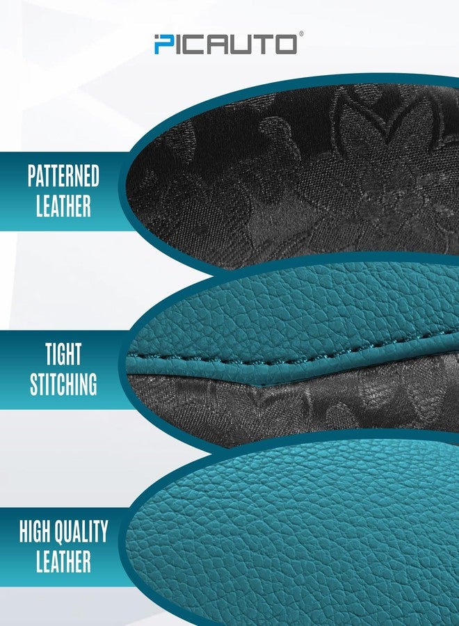 PIC AUTO Steering Wheel Cover, Black Patterned & Blue Leather Patchwork Design, Universal Fit 14.5"-15.5", Anti-Slip, Odor-Free, Soft PU Grain Leather, Durable Grip Car Accessory for Girls & Women - Image 4