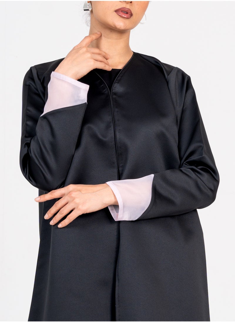 Rosette Abaya Abaya with Organza Design  - Image 2