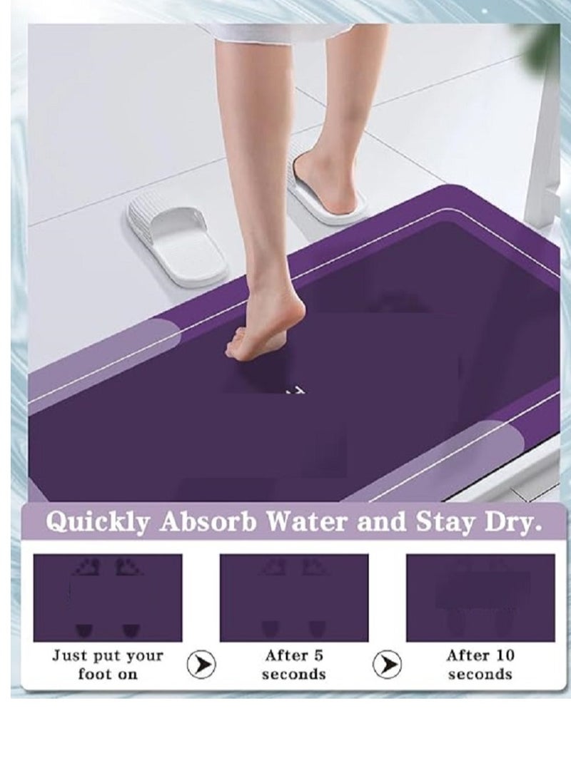 دواسة حمام فائقة الامتصاص غير قابلة للانزلاق وسريعة الجفاف مطاطية - لون بنفسجي - Image 2