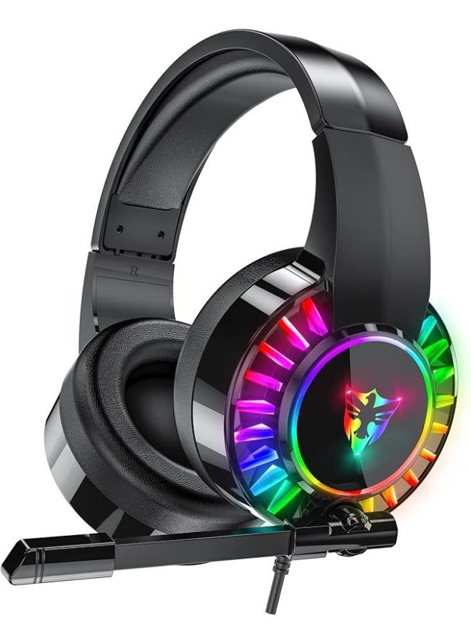 سماعة رأس للألعاب U300 - سلكية بإضاءة خلفية RGB وميكروفون - أسود - Image 1