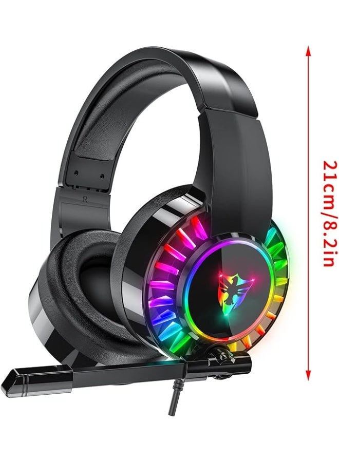سماعة رأس للألعاب U300 - سلكية بإضاءة خلفية RGB وميكروفون - أسود - Image 2